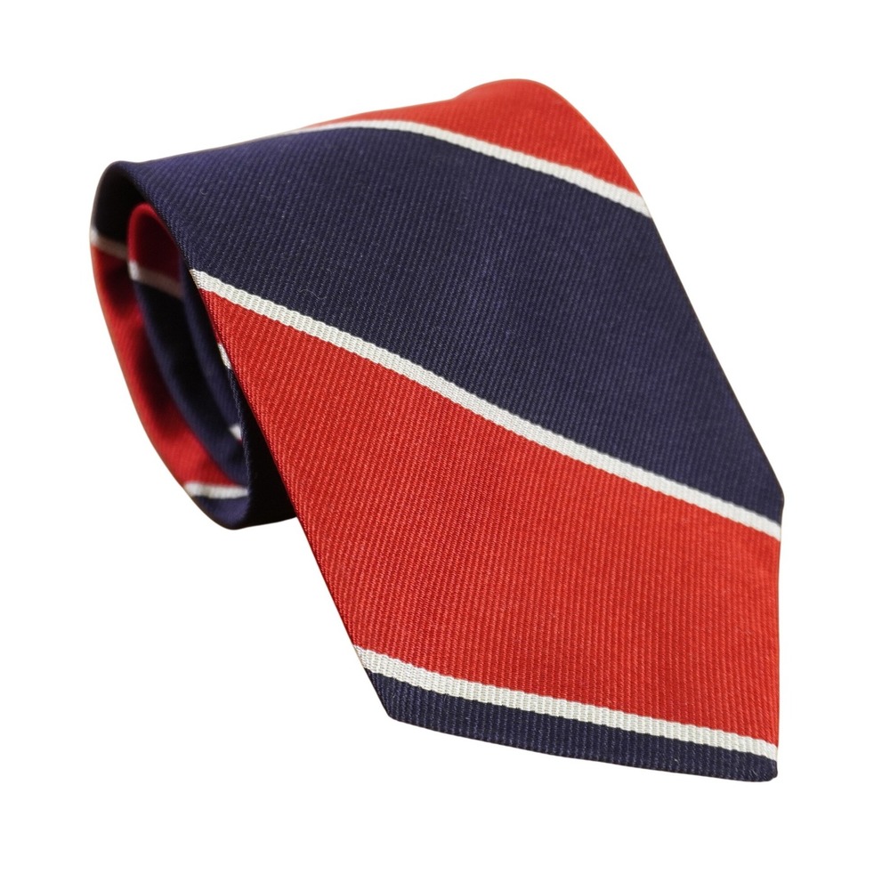 Polo Ralph Lauren Tie Boys Red Navy Blue Stripe Silk Made Italy Classic Preppy